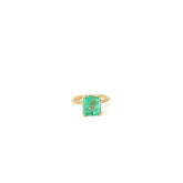 18k Yellow Gold 2.50ct Princess Cut Colombian Emerald and .11ct G SI1 Round Diamond Ring
